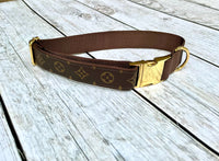 Extra Large Extra Wide Dog Collar with Repurposed LV