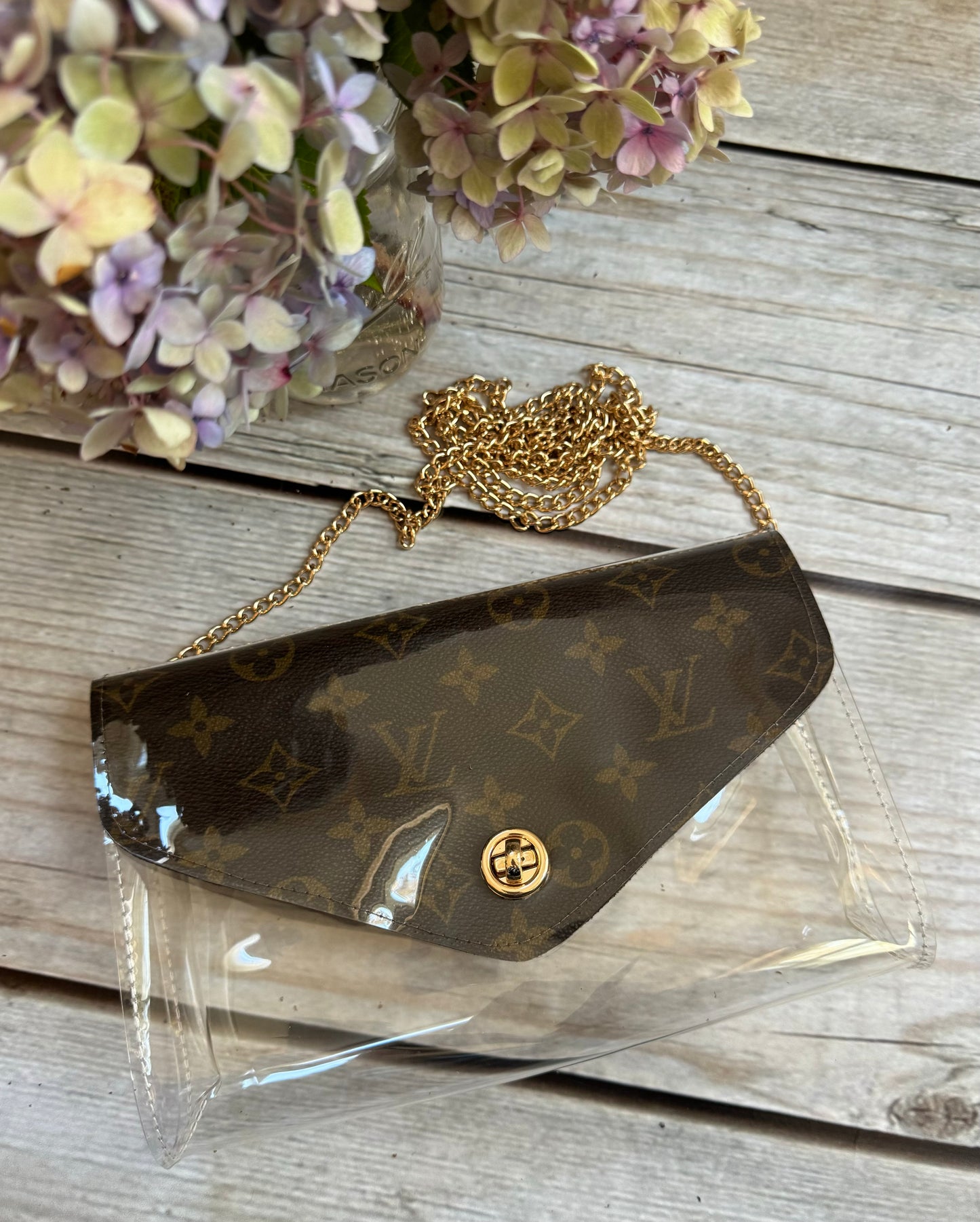 Clear Bag with Repurposed LV Monogram