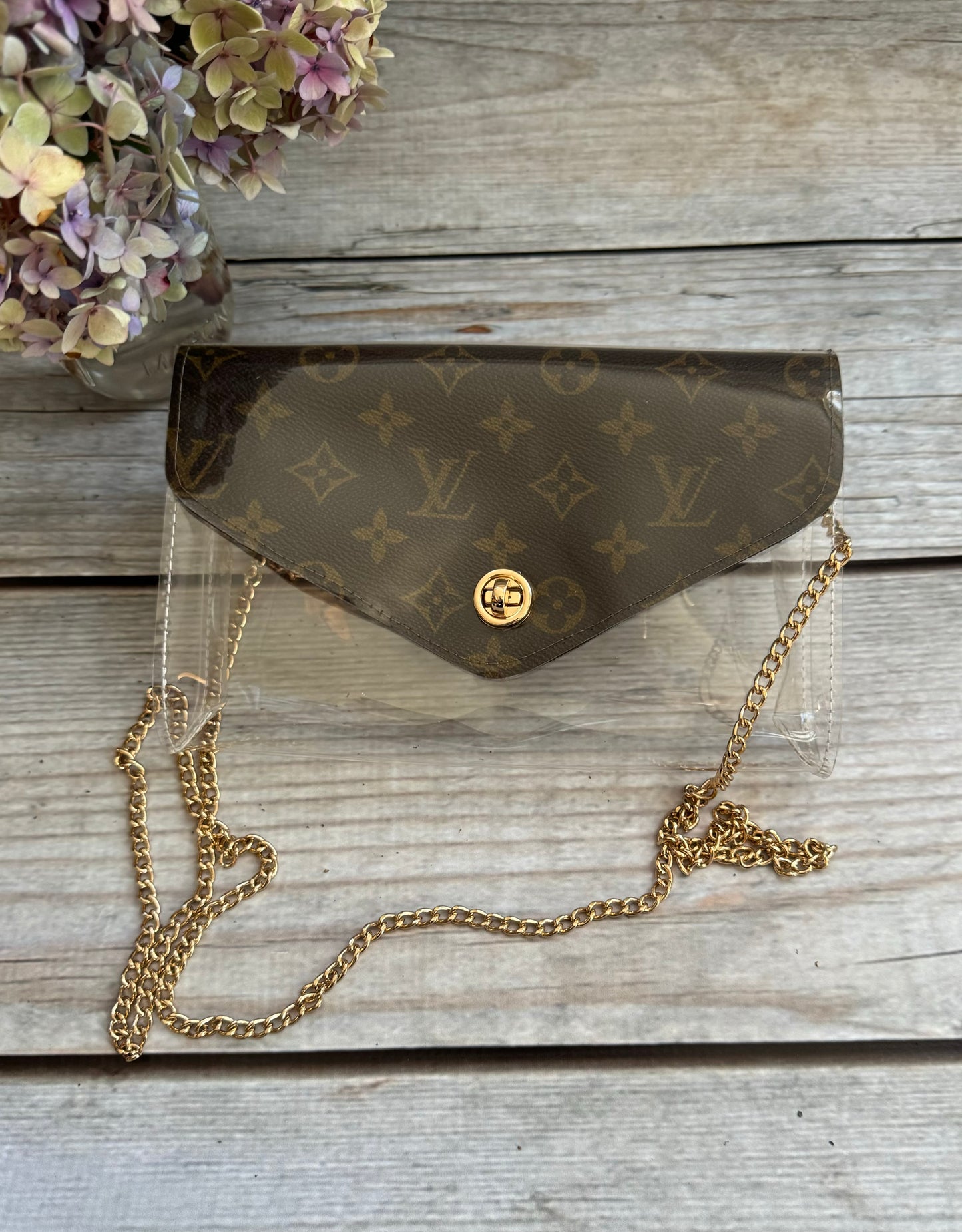 Clear Bag with Repurposed LV Monogram