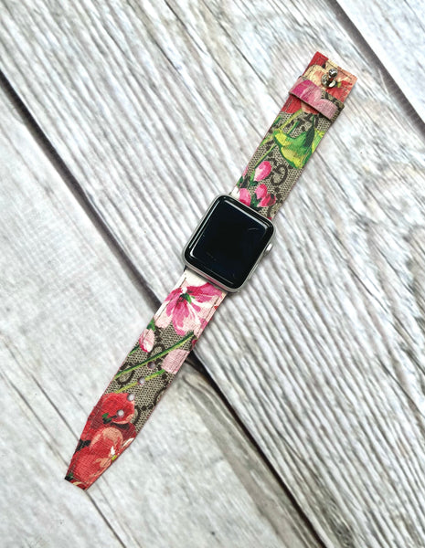 Repurposed Pink Gucci Blooms Apple Watchband