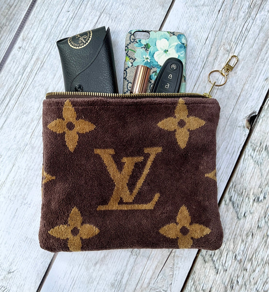 Repurposed LV Beach Towel Zippered Pouch