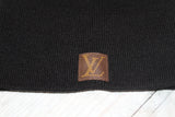 Black Beanie with Repurposed LV