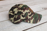 Camo Baseball Hat with Repurposed LV