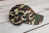 Camo Baseball Hat with Repurposed LV