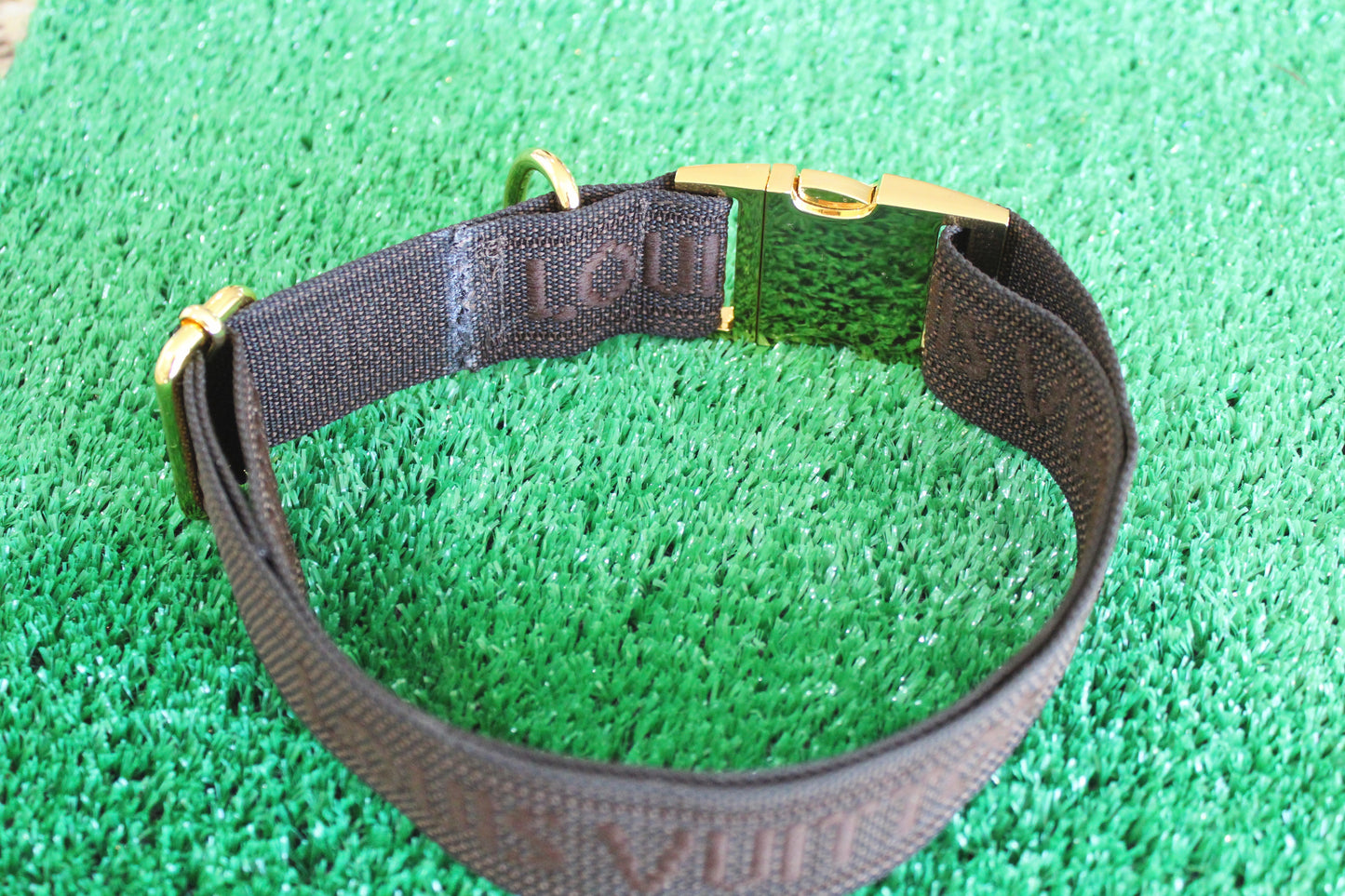 XL Dog Collar from Repurposed LV Strap