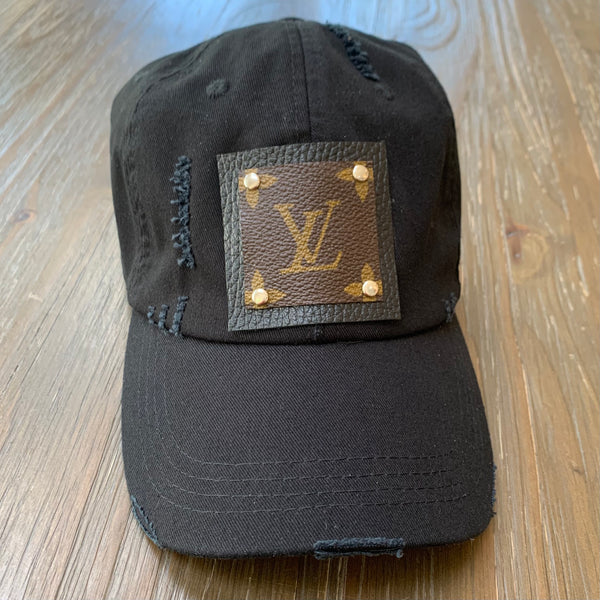 upcycled distressed lv hat ballcap