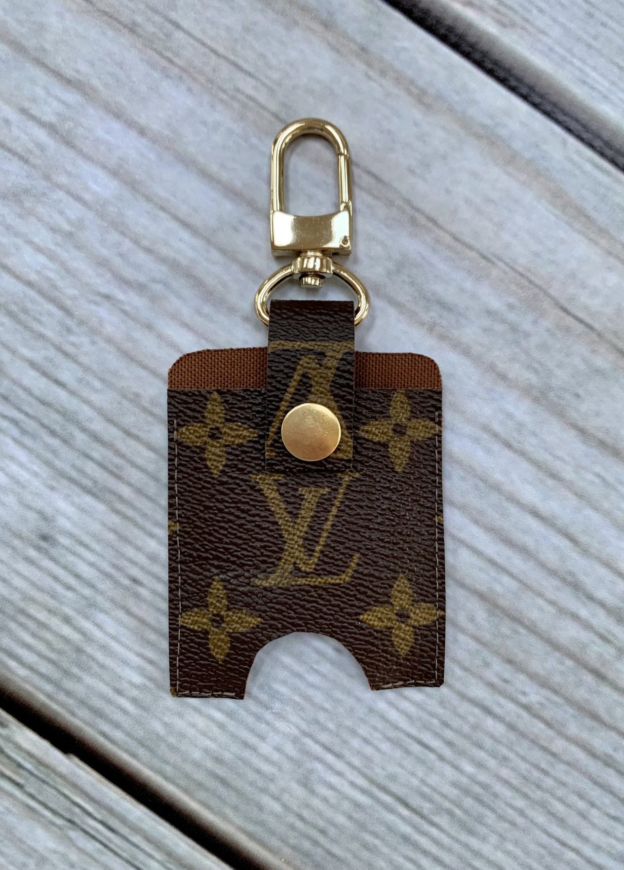 Hand Sanitizer Holder with Repurposed LV